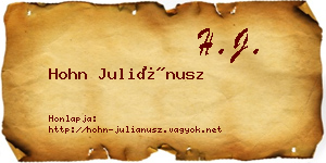 Hohn Juliánusz névjegykártya